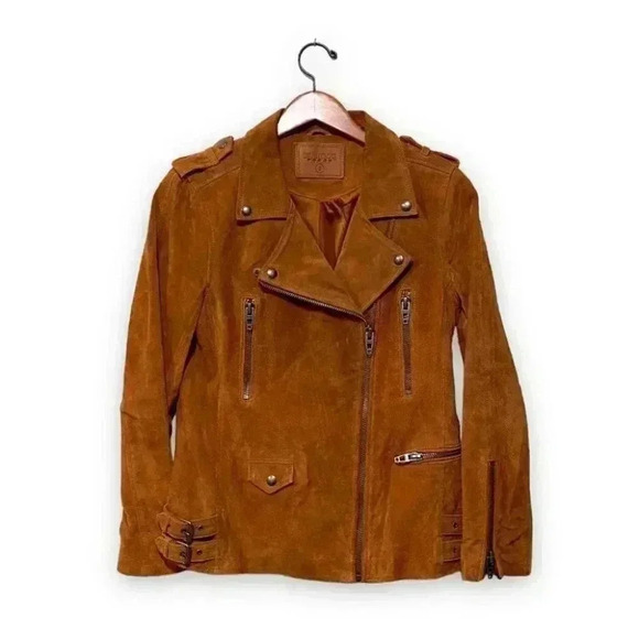 BLANK NYC Suede Leather Moto Jacket in El Dorado Brown Size Small - Picture 4 of 9